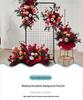 Red Floral Wedding Stage Backdrop with Artificial Flower Rows
