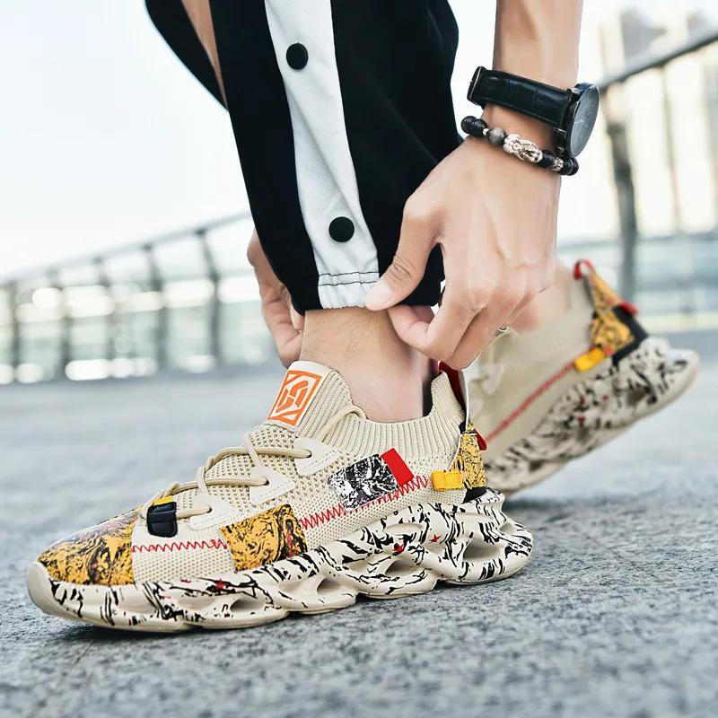 High Quality Shoes Trainers Men Fashion Printed Men's Casual Sneakers Big Size 46 Breathable Blade Shoes Men Zapatillas Hombre