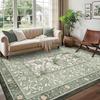 Green Living Room Carpet Soft Plants Flower Bedroom Bedside Floor Mat Vintage Home Decoration Cottagecore Non-Slip Washable Rug