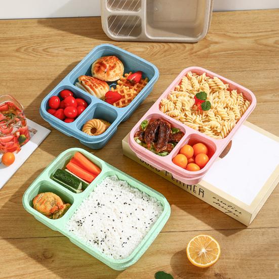 Ланч-бокс на 1000 мл, портативный 3-камерный контейнер для бенто, многоразовый контейнер для закусок для школьной работы, путешествий