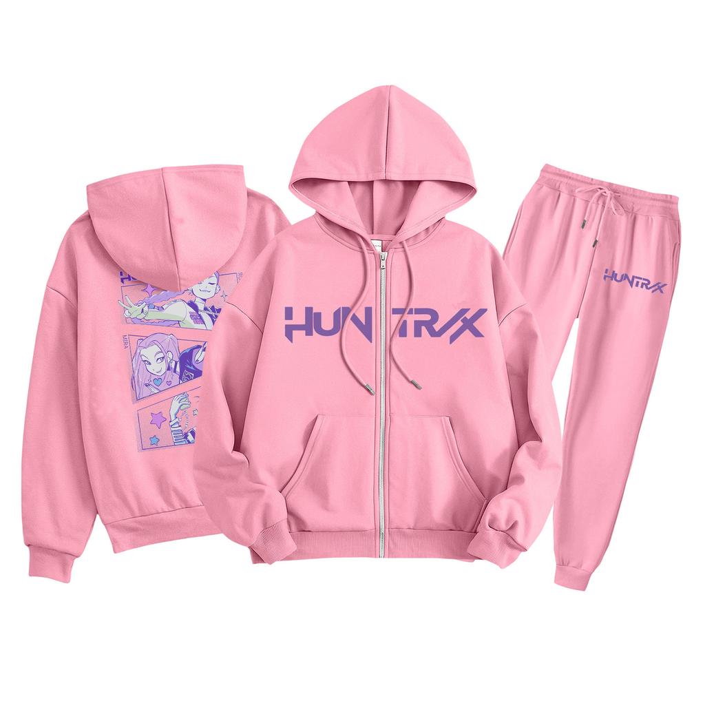 Детская мода Толстовка с капюшоном на молнии с длинными рукавами и спортивные штаны Однотонный комплект толстовки с карманами