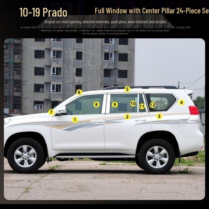 Накладки на окна из нержавеющей стали для Toyota Prado 2010-2020