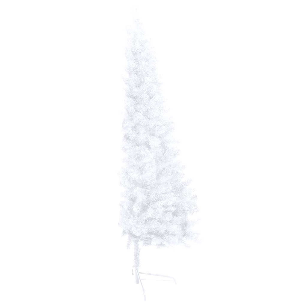 Artificial Half Christmas Tree with Lights and Baubles White 150 cm