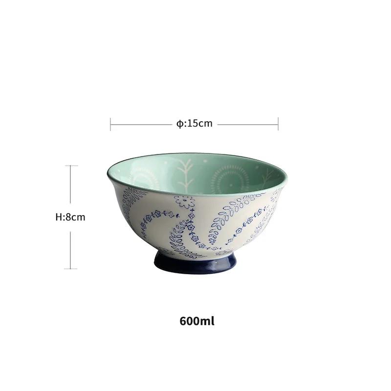 Керамические миски для риса 6 дюймов с цветочным узором в пасторальном стиле для супа, завтрака, салата, десерта, обеда, миски, столовая посуда, столовая посуда