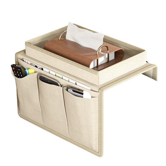 Поднос-подстаканник для дивана, Подставка-органайзер на подлокотник дивана с боковыми карманами для пультов, мобильного телефона, планшета, закусок