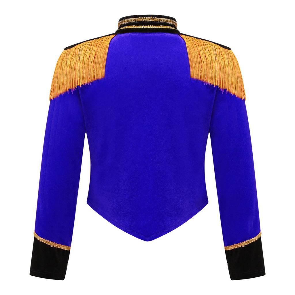 Kids Girls Ringmaster Jacket Costume Long Sleeve Fringe Tassel Shoulder Jacket Coat Circus Tailcoat Halloween Cosplay Dress Up