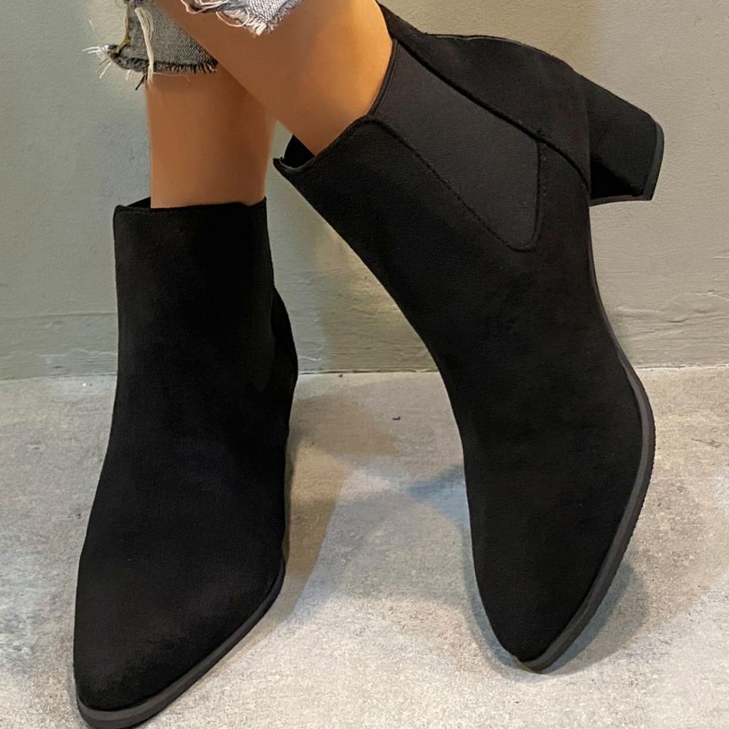 2024 Autumn Winter Women Boots Pointed Toe Slip On Female Ankle Booties Fashion Simple Low Heel Short Chelsea Boots Botas Mujer