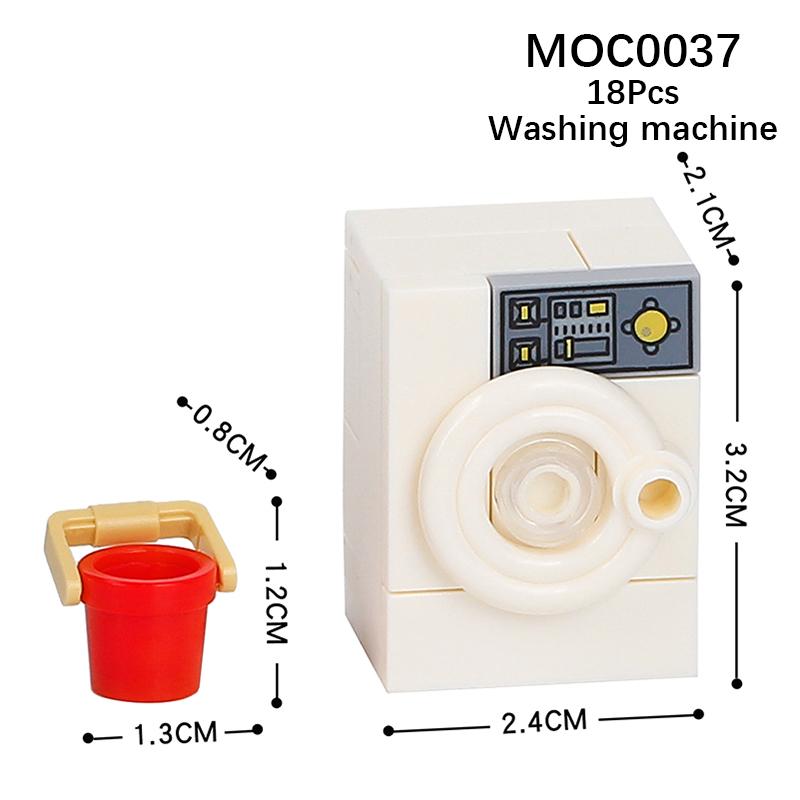 Город Фигурки Мебель Набор Игрушки Модель MOC Кирпичи Детская коляска Стол Диван Кровать Пианино Кухня Ванная Строительные блоки Подарок