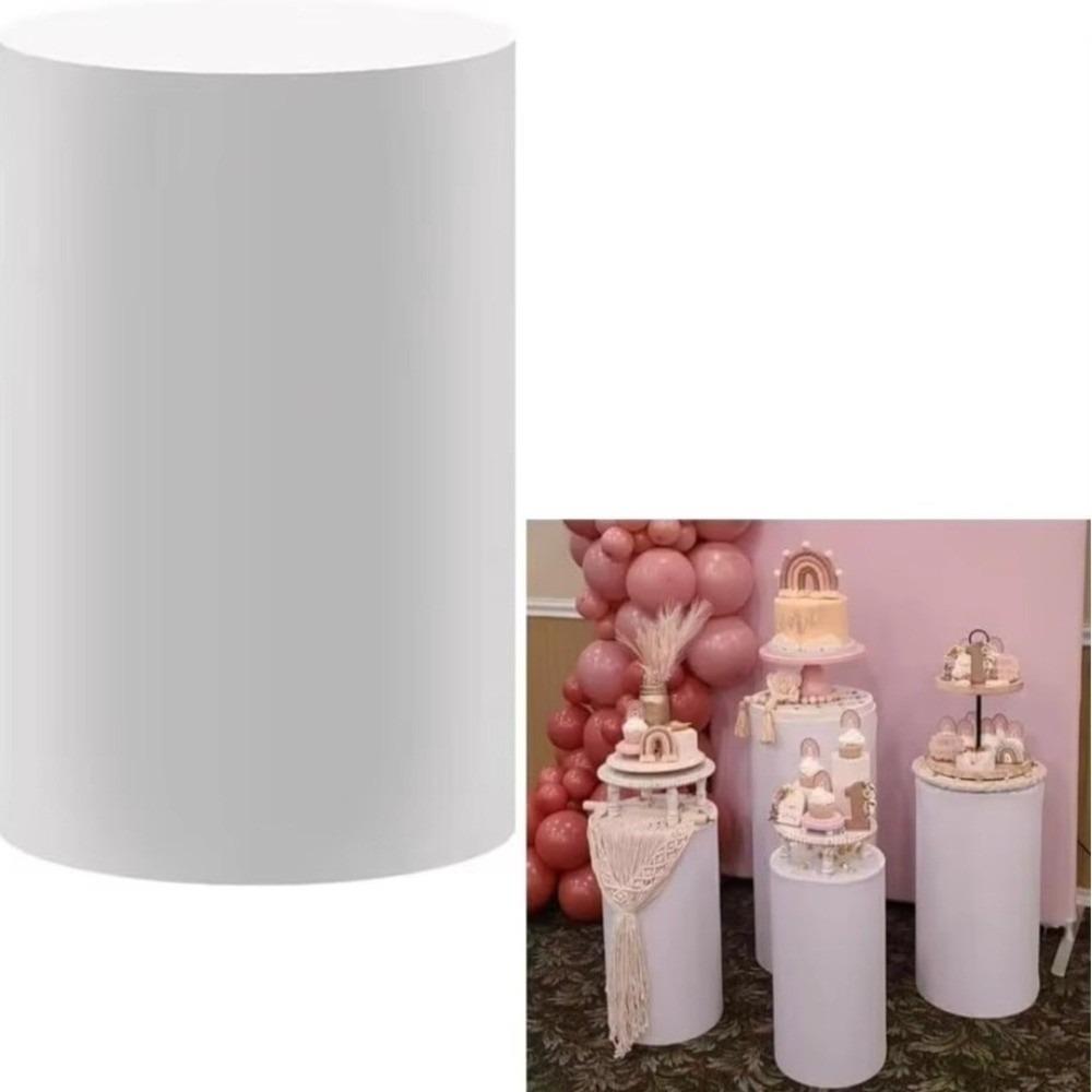 Polyester Desserts Tablecloth Reusable Party Wedding Decor DIY Cylinder Cover  Cake Column Backdrop