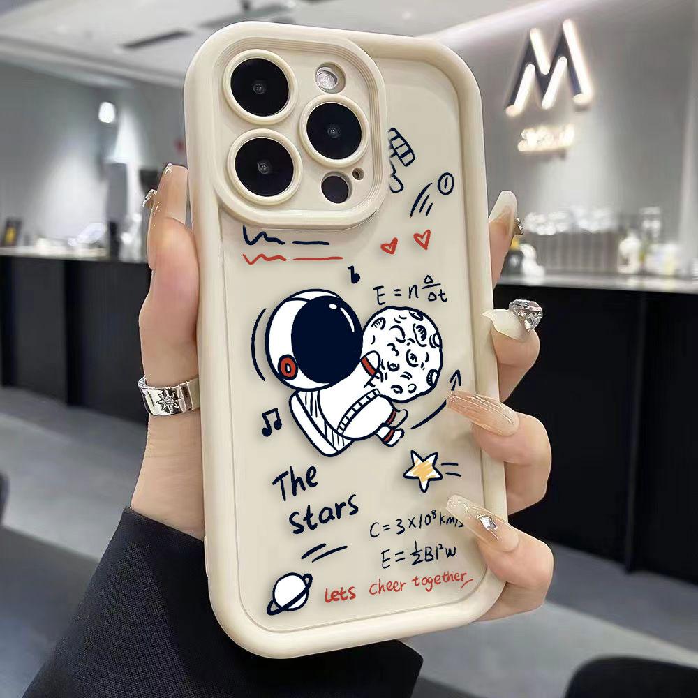 Мультяшный Чехол Астронавт Космос Для Телефона iPhone Apple 17 AIR 16 16E 11 12 13 14 15 XR Plus Pro Max Чехол Своими Руками TPU Ударопрочный Чехол