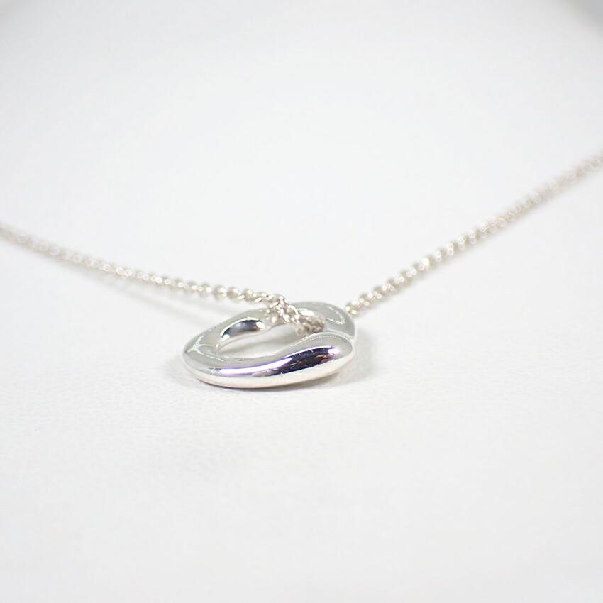 Pre-owned Tiffany & Co. Silver 925 Open Heart Pendant Necklace j56-10