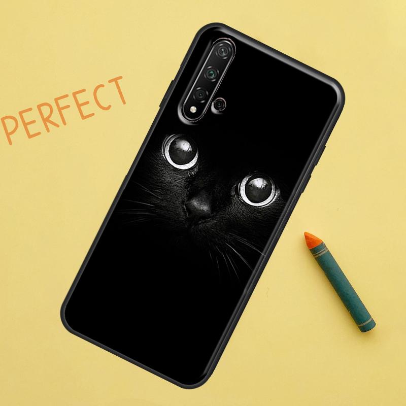 Черный Кот Лицо Котёнок Для Huawei Nova 12s 11i 7i 8i 12i Y73 Y70 Y90 Y60 Y72 Y61 Y91 9 10 SE P40 Lite P30 Pro Чехол