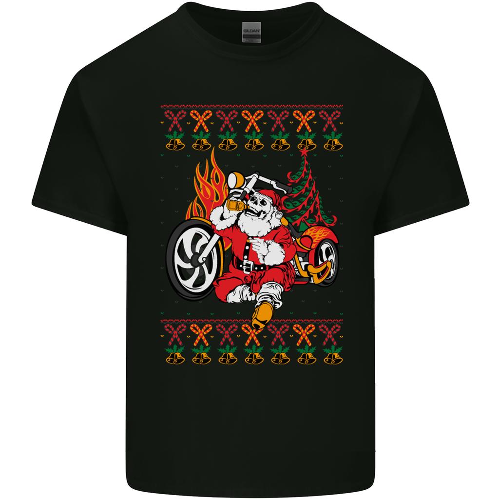 Biker Santa Christmas Motorcycle Motorbike Unisexs Light Cotton TShirt