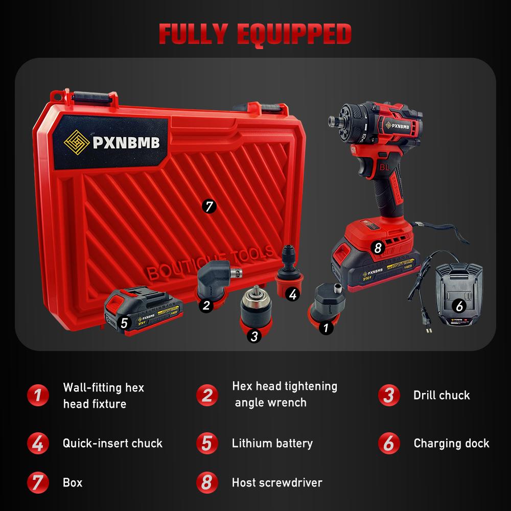 4 In 1 Brushless Screwdriver Electric Drill Tapping Cordless Impact Drill 85 N.M Electric Hand Drill Household Home Repair Tools