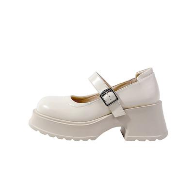 Женские туфли Мэри Джейн из натуральной мягкой кожи на толстой подошве, кожаные туфли на высоком каблуке во французском стиле, небольшая кожаная обувь, увеличивающая рост