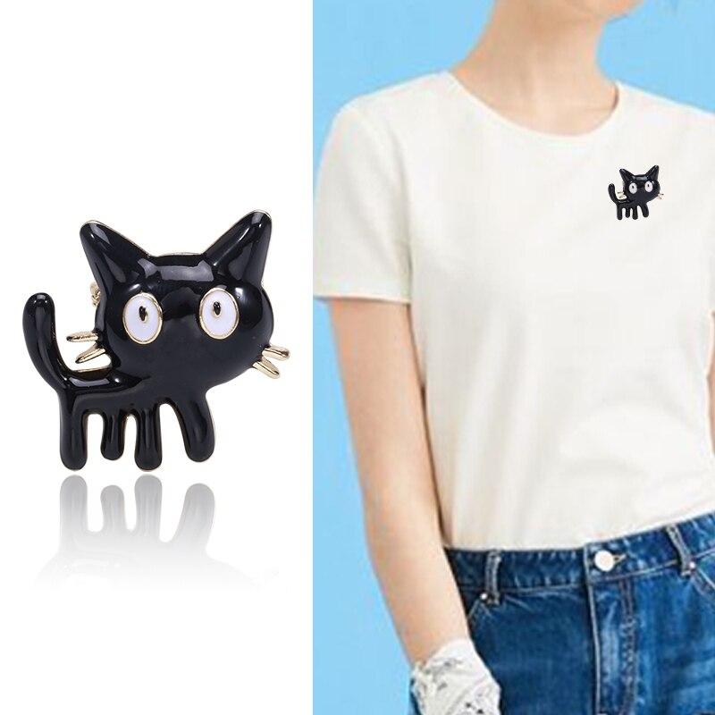 Blucome Модная черная эмалированная брошь в форме кошки для женщин, девочек, детей, шапки, воротник, корсаж, одежда, броши, аксессуары