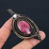 Rhodonite, Moonstone Gemstone Pure Copper Wire Wrapped Designer Handmade Pendant Jewelry Gift For Love