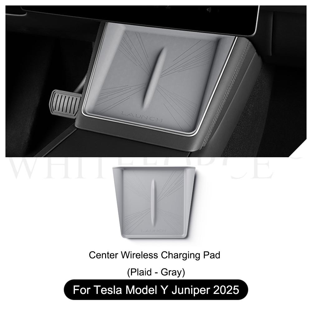 For Tesla Model Y 2025 Juniper Wireless Charge Pad Center Console Organizer Charge Station Mats Silicone Protector Anti-skid Pad