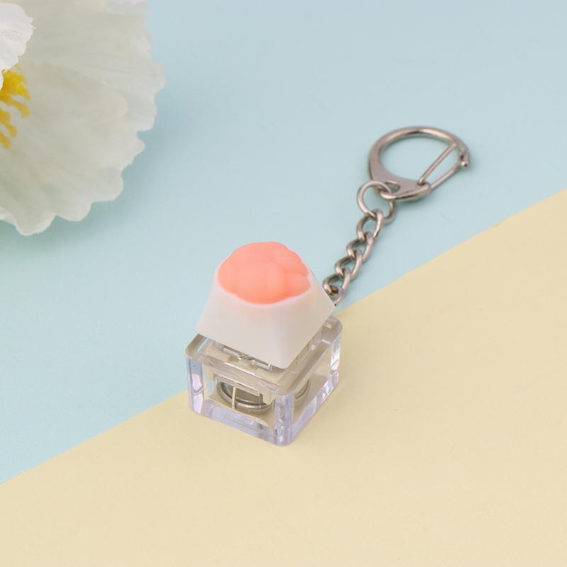 Creative Pink Cat Claw Keycap Mechanical Keyboard Keychain Led Keyboard Keyring Cute Girly Bag Pendant Relief Stress Toys