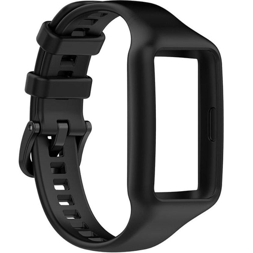 Silicone Strap with Case for Huawei Band 6, Black