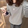 Новый осенне-зимний универсальный полосатый свитшот для женщин в корейском стиле, свободный, повседневный, омолаживающий, с круглым вырезом, пуловер, куртка-свитшот