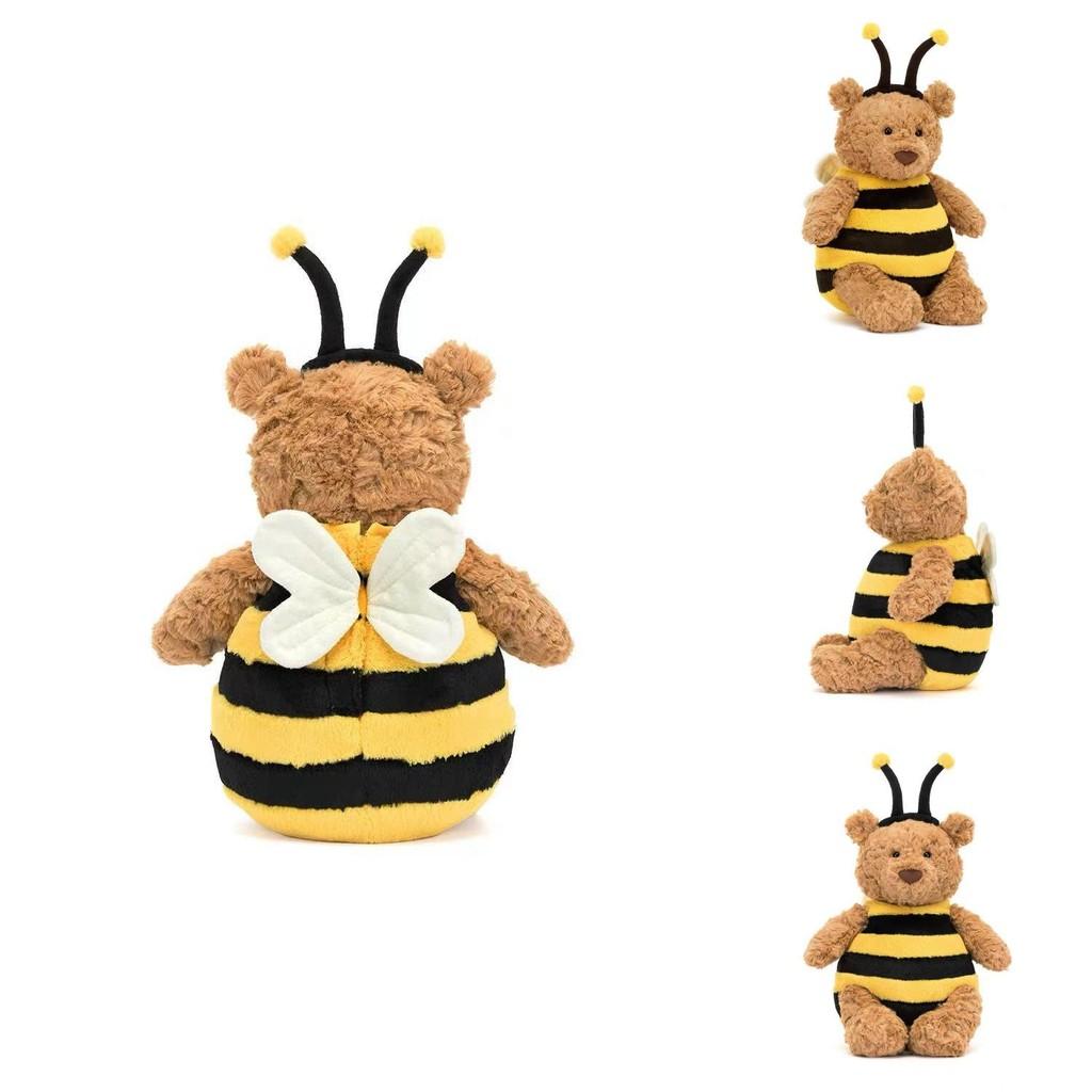 Cute Bumblebee Bear Plush Doll With Short Plush Filling For Cozy Cuddles