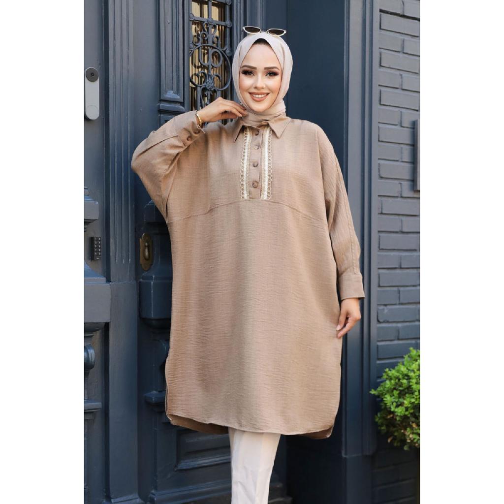 Коричневая туника-хиджаб на пуговицах 663х