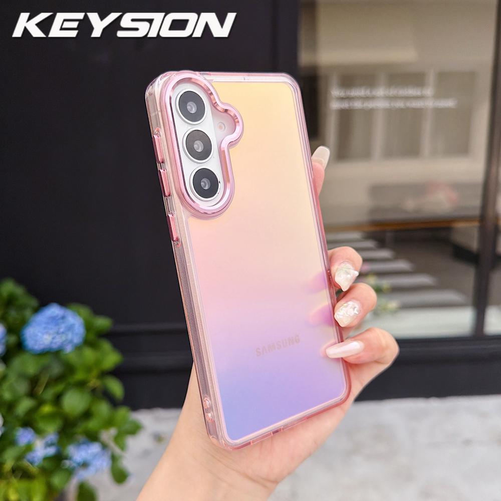 KEYSION Лазерный градиентный цветной чехол для телефона Samsung Galaxy S24 S25 S26 Ultra 5G S26+ S25 FE TPU+PC Ударопрочная задняя крышка
