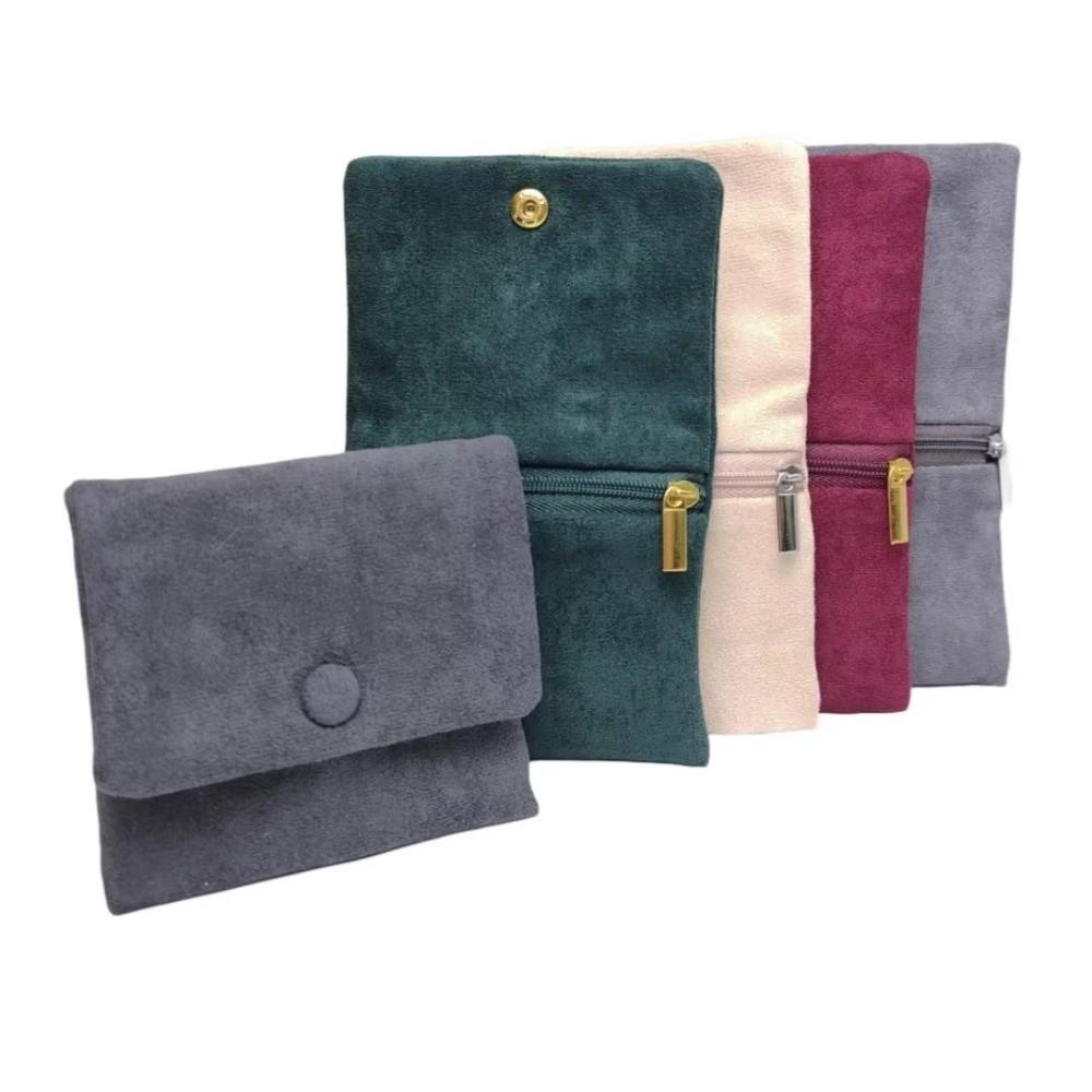 1PCS Velvet Jewellery Pouch Snap Zipper Gift Packaging Bracelet Necklace Earrings Storage