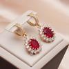 Новые корейские модные красные овальные серьги с цирконием для женщин, модные серьги золотого цвета, ювелирные изделия, аксессуары для вечеринок