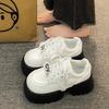 Muffin Platform Bread Shoes Women's Shoes Versatile 2025 New Small Man Showing Feet Small Dad Shoes Black and White Panda Shoes