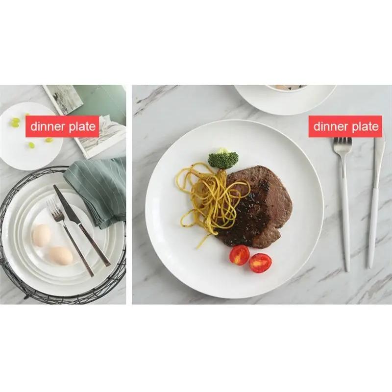 8 дюймов, простые белые костяные фарфоровые старинные круглые глубокие тарелки, белый керамический поднос, японский стиль, обеденная сервировочная тарелка