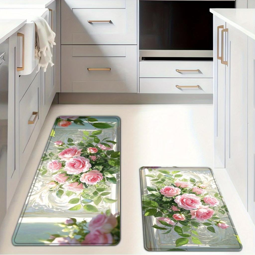 1 шт. Кухонные коврики против усталости, Красивый розовый водонепроницаемый нескользящий толстый амортизирующий кухонный коврик, Сверхпрочный удобный коврик для стояния для кухни