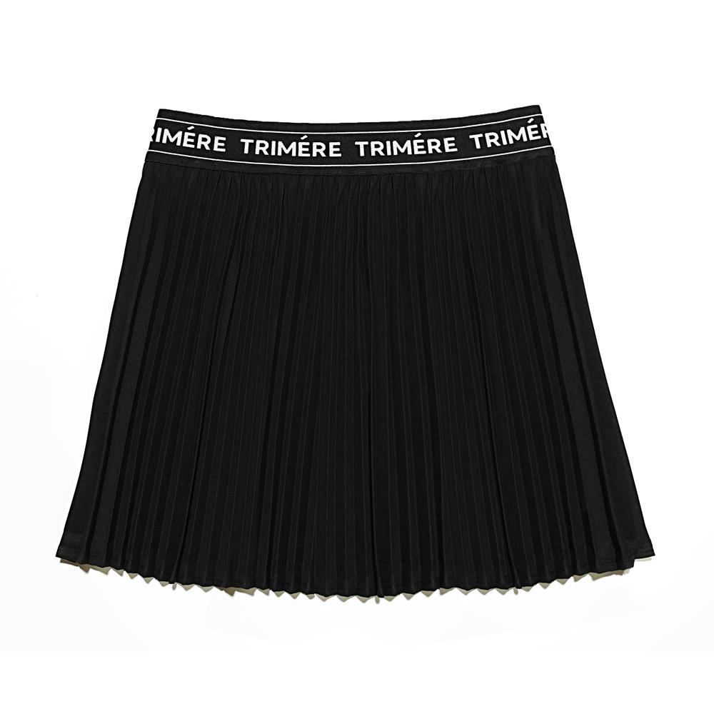 Trimer Wrinkle Pleated Elastic Skirt Black