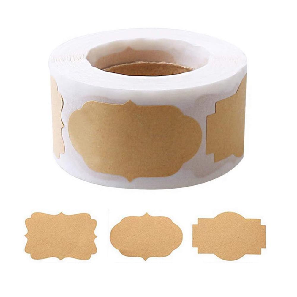 300 шт./рулон Крафт-бумага Наклейка для кухонных бутылок Пустые наклейки для канцелярских товаров Бирки Можно