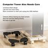 Computer Tower Stand Adjustable Mobile CPU Bracket with Universal Wheel Stainless Steel PC Tower