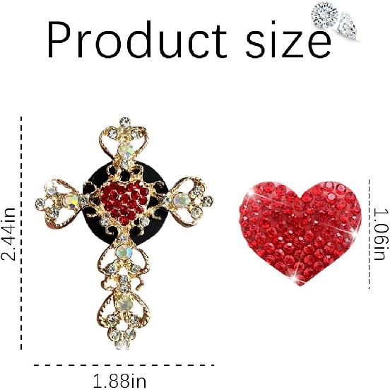 Bittwee Bling Car Air Vent Clip, 2PCS Rhinestone Cross and Heart Vehicle Air Conditioner Outlet Vent Charm, Cute Diamond Decoration Clamp, Universal