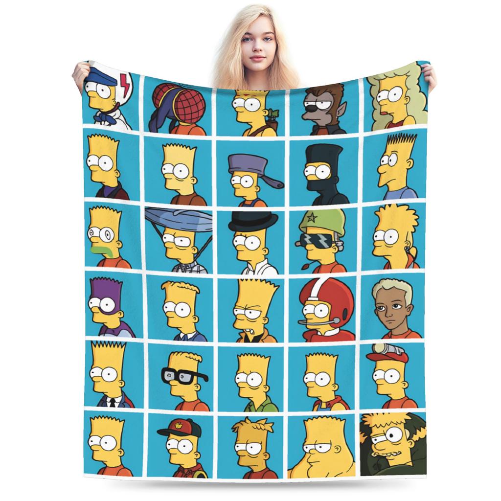 S-Simpsons Cartoon Background Throw Blanket Comfortable Novelty Blankets For Sofa Home Travel Office Flannel Bedspread Bed Cover