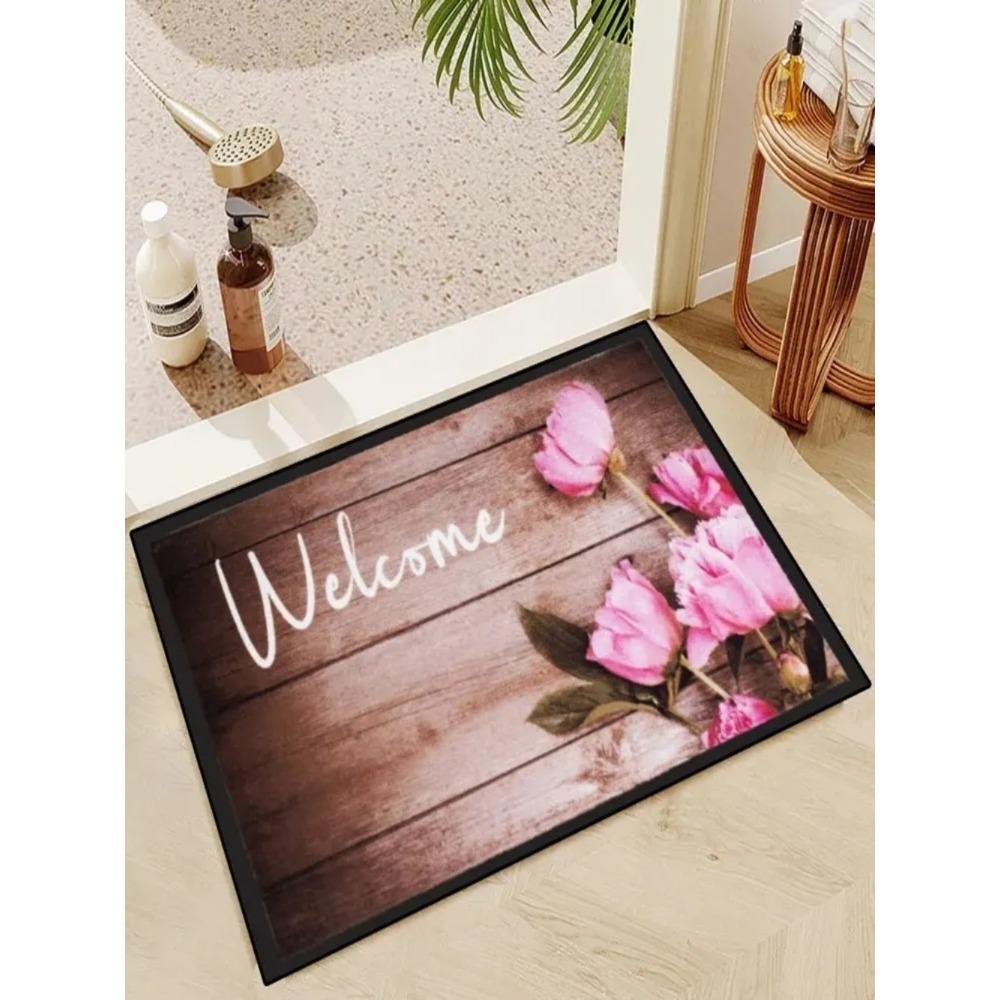 VIKAMA 40*60 см 3D деревянный цветочный коврик для пола, коврик для входной двери, декоративный коврик для пола с цветочным узором ко Дню святого Валентина