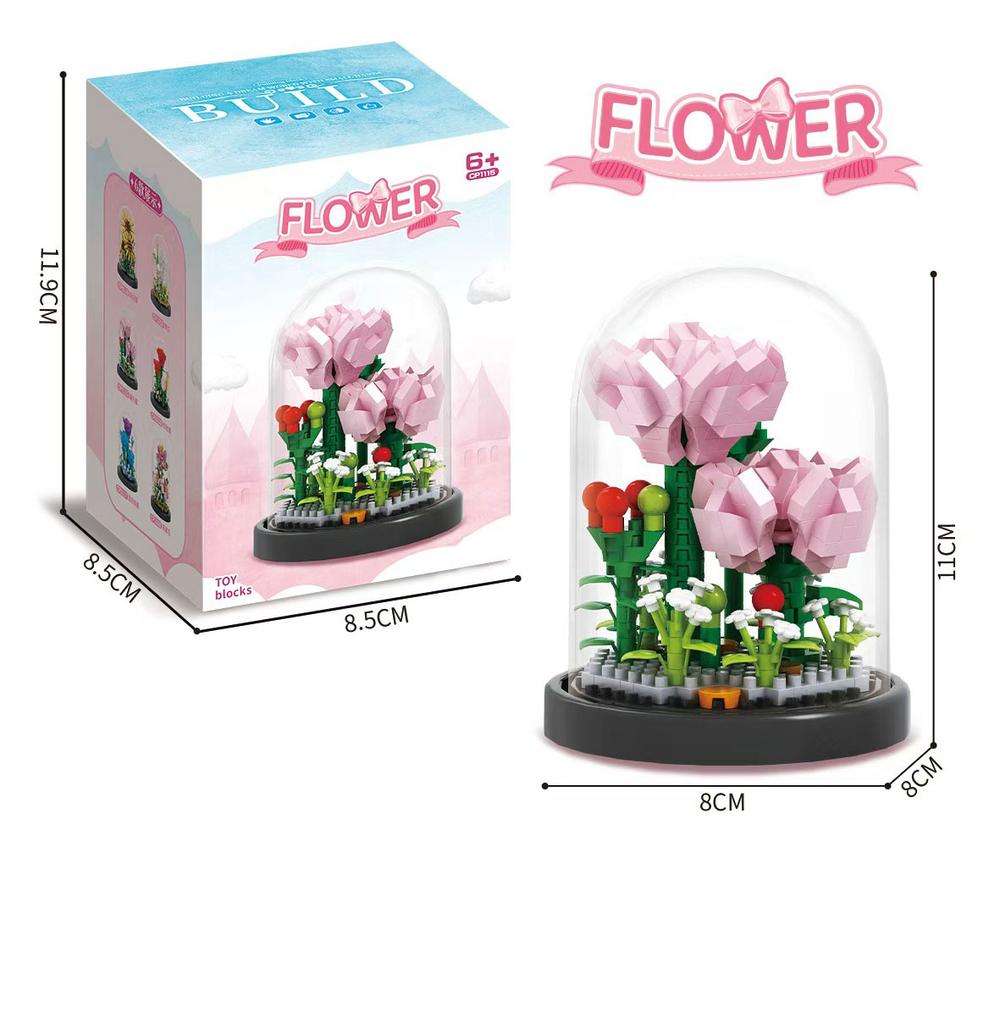 Букет Вечных Цветов Бонсай Комнатное Растение Модель Микро Строительные Блоки Украшение для Дома Головоломка Игрушки Детские Подарки на День Рождения Рождество
