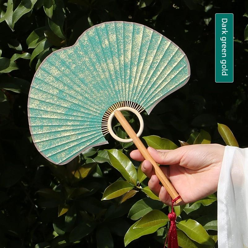 [Flying] Ginkgo Leaf Chinese Ancient Style Fan Circular Fan Waxed Xuan Paper Medium Raw Props Double-Sided Suzhou Temple Fan