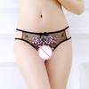 Эротические женские прозрачные бретели с открытой промежностью, кружевные трусы, стринги с цветочным принтом
