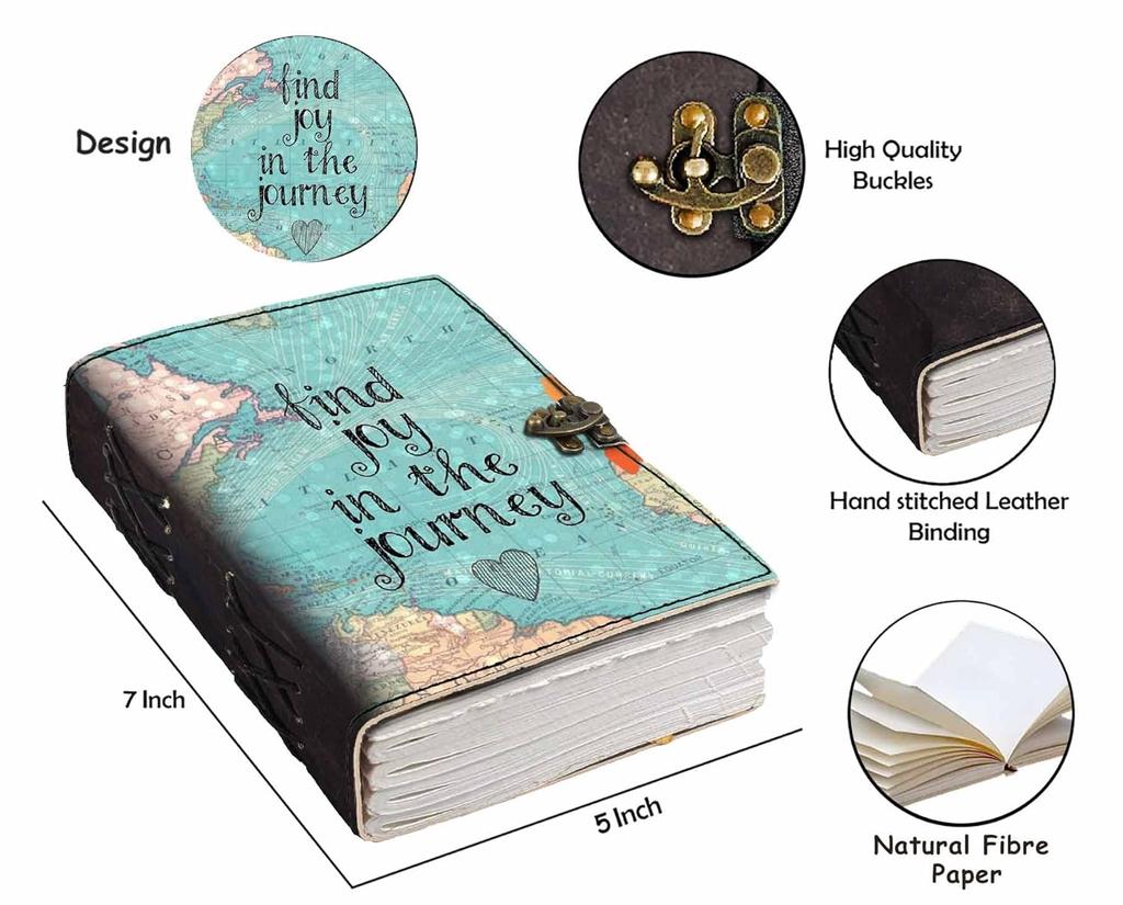 Leather Find Joy In the Journey Printed Blank Pages Journal Diary for Personal & Office Use Planner Blank Diary (7 X 5 Inch)