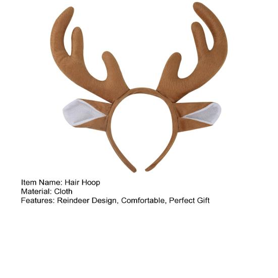 Christmas Headband Antler Decor Hair Hoop Festive Reindeer Design Headgear Women Elastic Comfortable Xmas Hair Accessories
