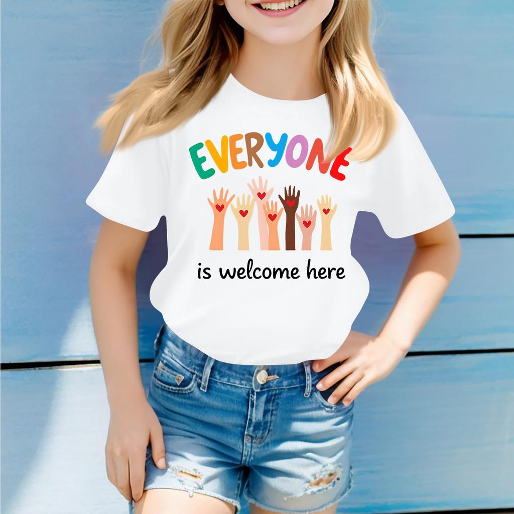 Children's Round Neck Casual Printed Short-sleeved T-shirt Top