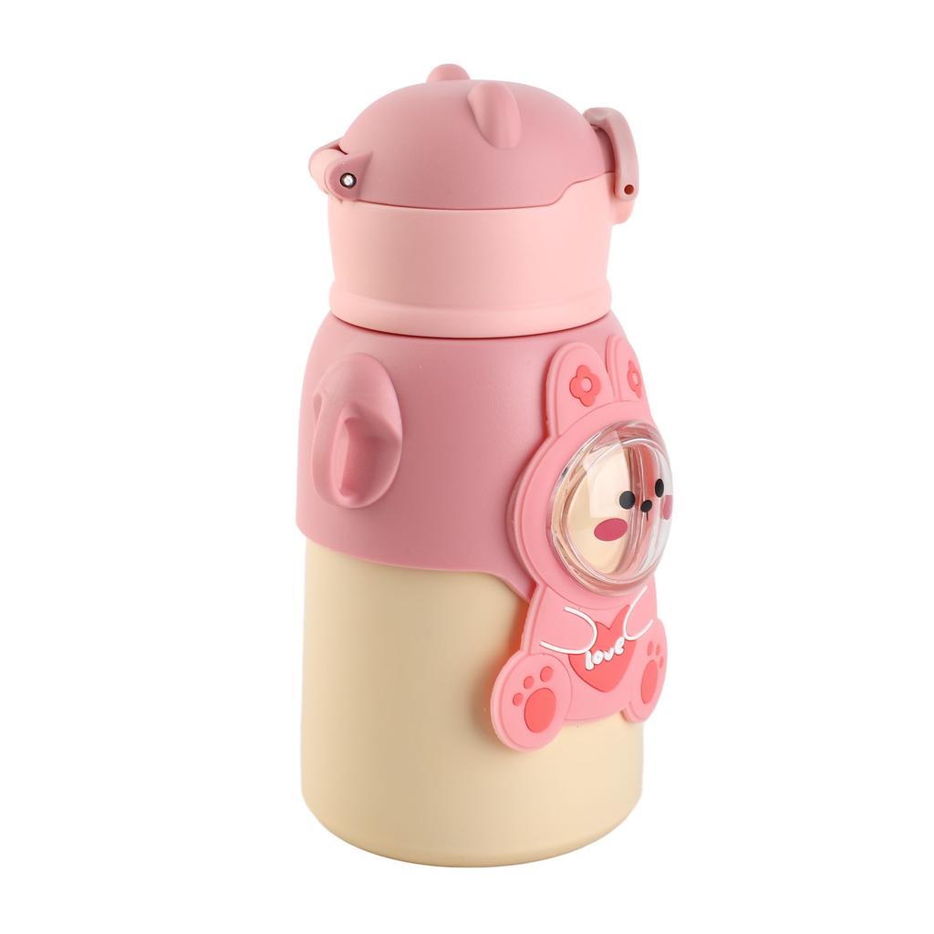 Kids Insulated Water Bottle Cartoon Cute Stainless Steel Water Flask With Straw and Strap for