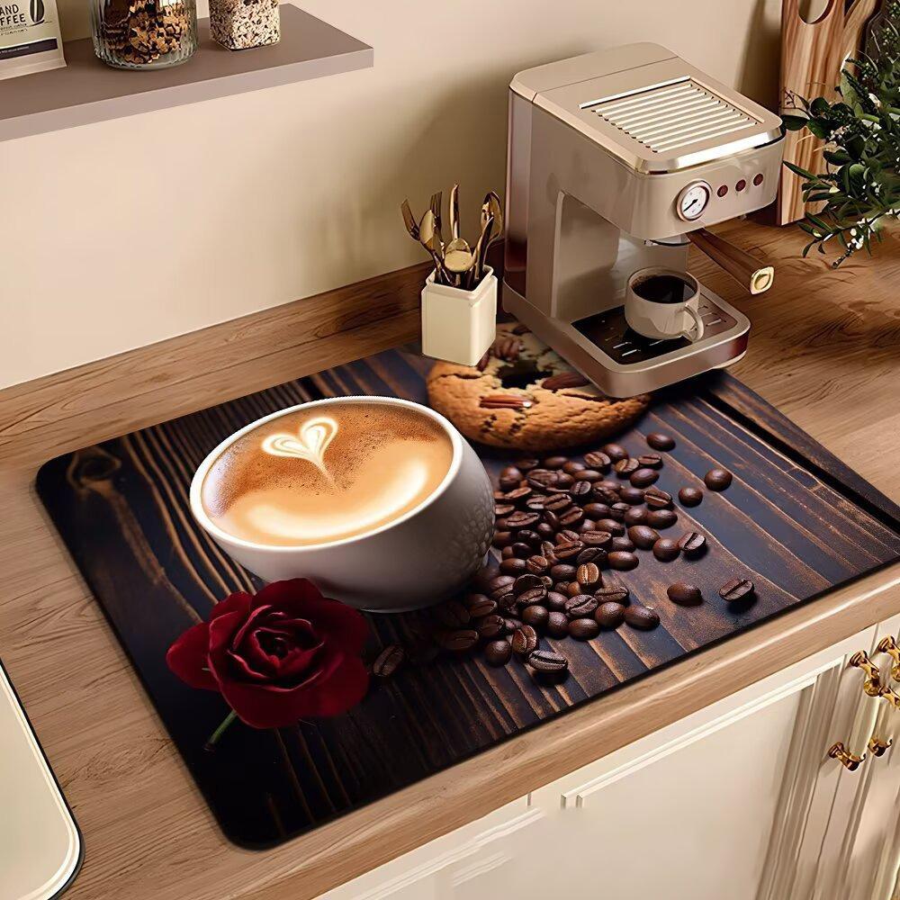 Коврик для кофемашины Водонепроницаемый дренажный коврик Нескользящие коврики для сушки посуды для кухни Быстросохнущая подставка под столовые приборы для стола