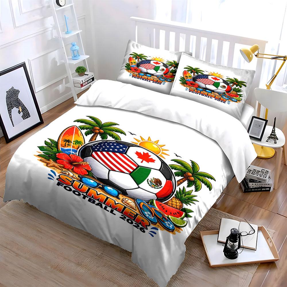 Flags, football, palm trees. Bedding sets Duvet cover sets Duvet covers Pillowcases(1 * Duvet Cover 2 * Pillowcases, without duvet insert)
