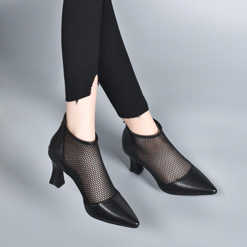 Обувь Сандалии Короткие туфли для женщин Ботильоны на каблуке Острый носок Замшевые женские ботильоны Сетчатые очень высокие каблуки Горячая распродажа из искусственной кожи Y2k