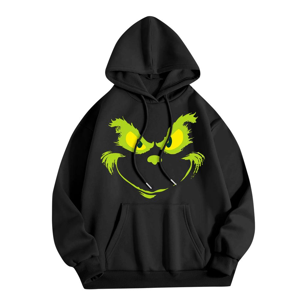 Женская модная повседневная толстовка с капюшоном и карманами с рождественским принтом